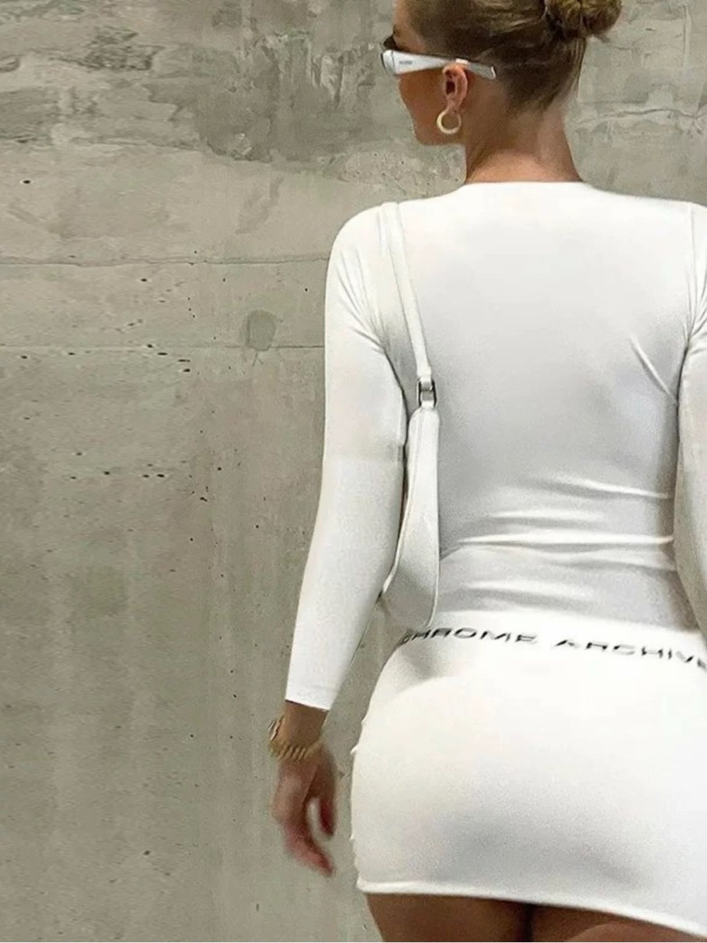 White Bodycon Logo Mini Dress